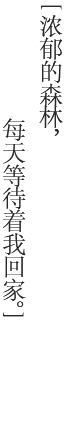 「豊かな森が、わたしの帰りを待っている。」